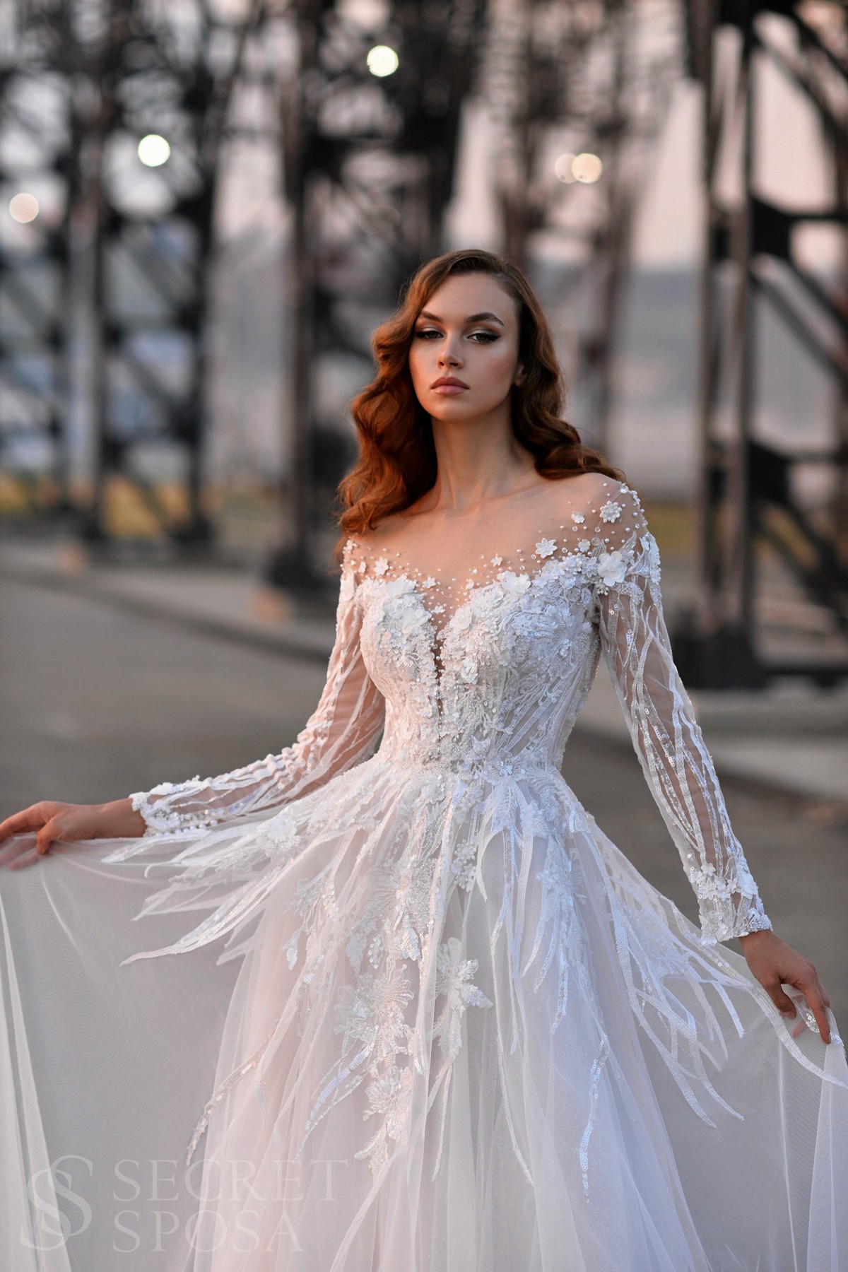 Свадебное платье Колин А-силуэт , 2023 год, Со шлейфом, С корсетом 