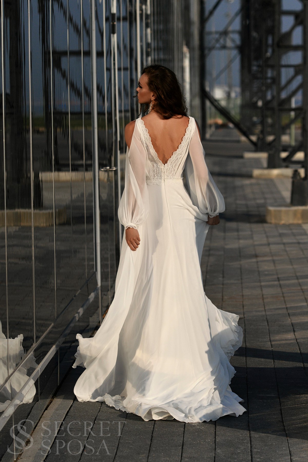 Свадебное платье Кристель А-силуэт , 2023 год, Со шлейфом, С корсетом 