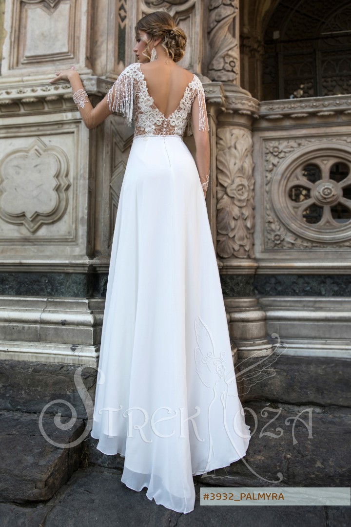 Свадебное платье Пальмира А-силуэт , Кружевные, Легкие, С открытой спиной 